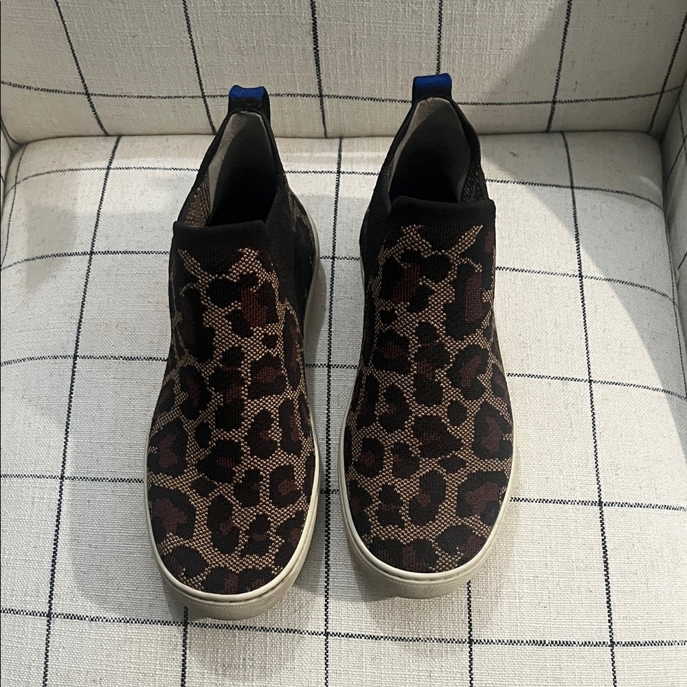 Rothy's Leopard Print Sneakers with Blue Accents
